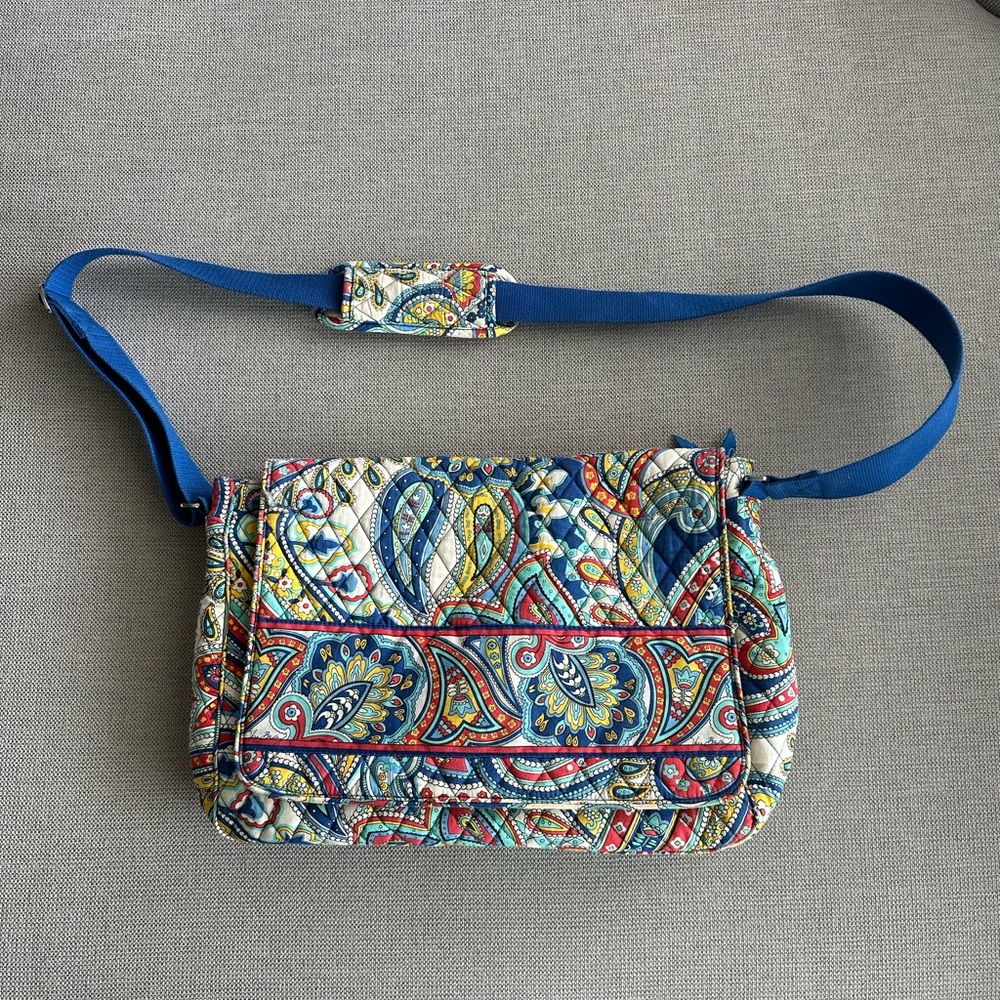 Vera Bradley Blue and Red Crossbody Bag with Quilted Texture
